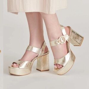 Dolce Vita Metallic Gold Platform Sandals